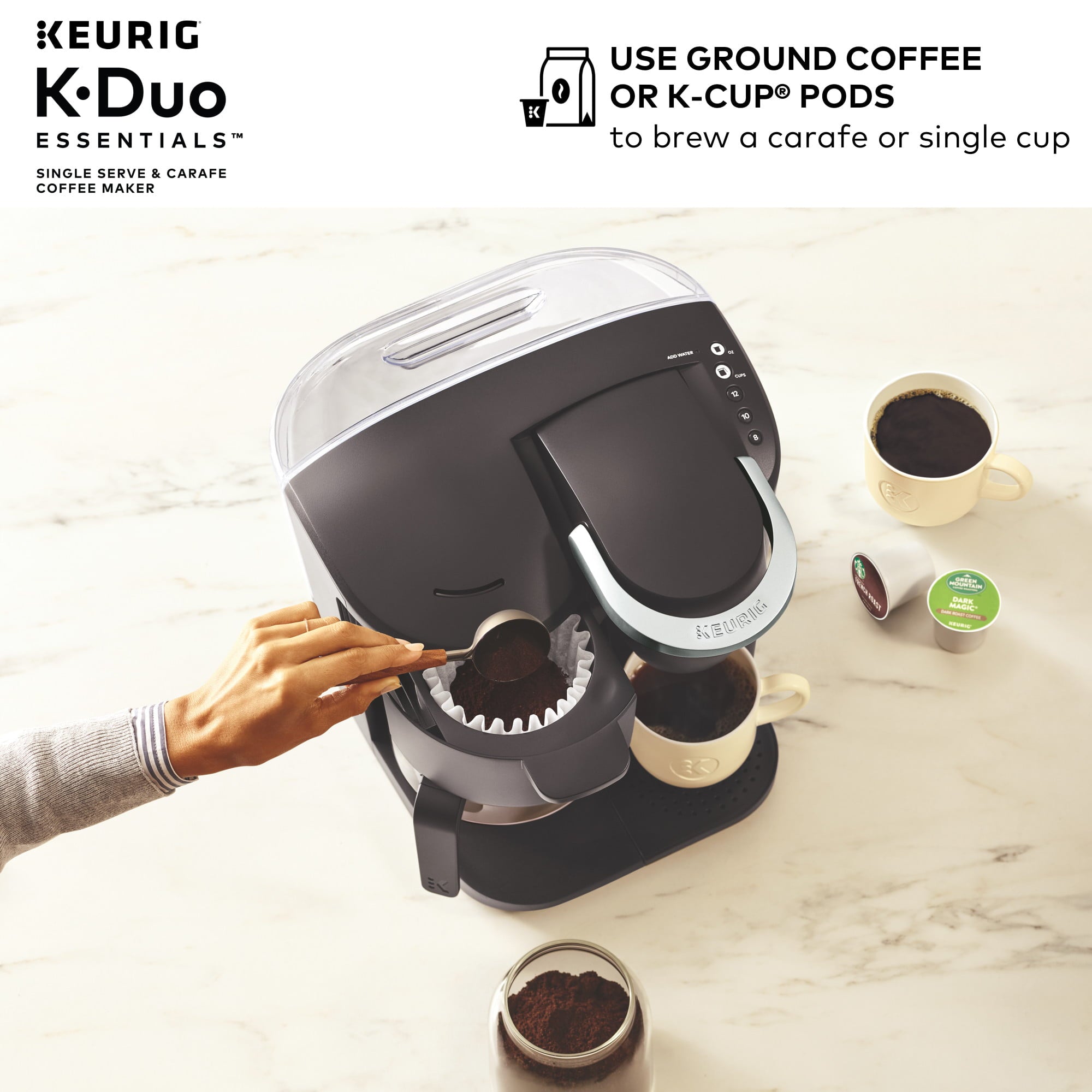 Keurig K-Duo Essentials Single Serve K-Cup Pod & Carafe Coffee Maker, Black