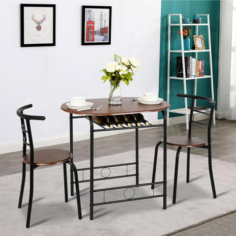 VINGLI Small Dining Table Set for 2,Kitchen Table and 2 Chairs,Black&Walnut