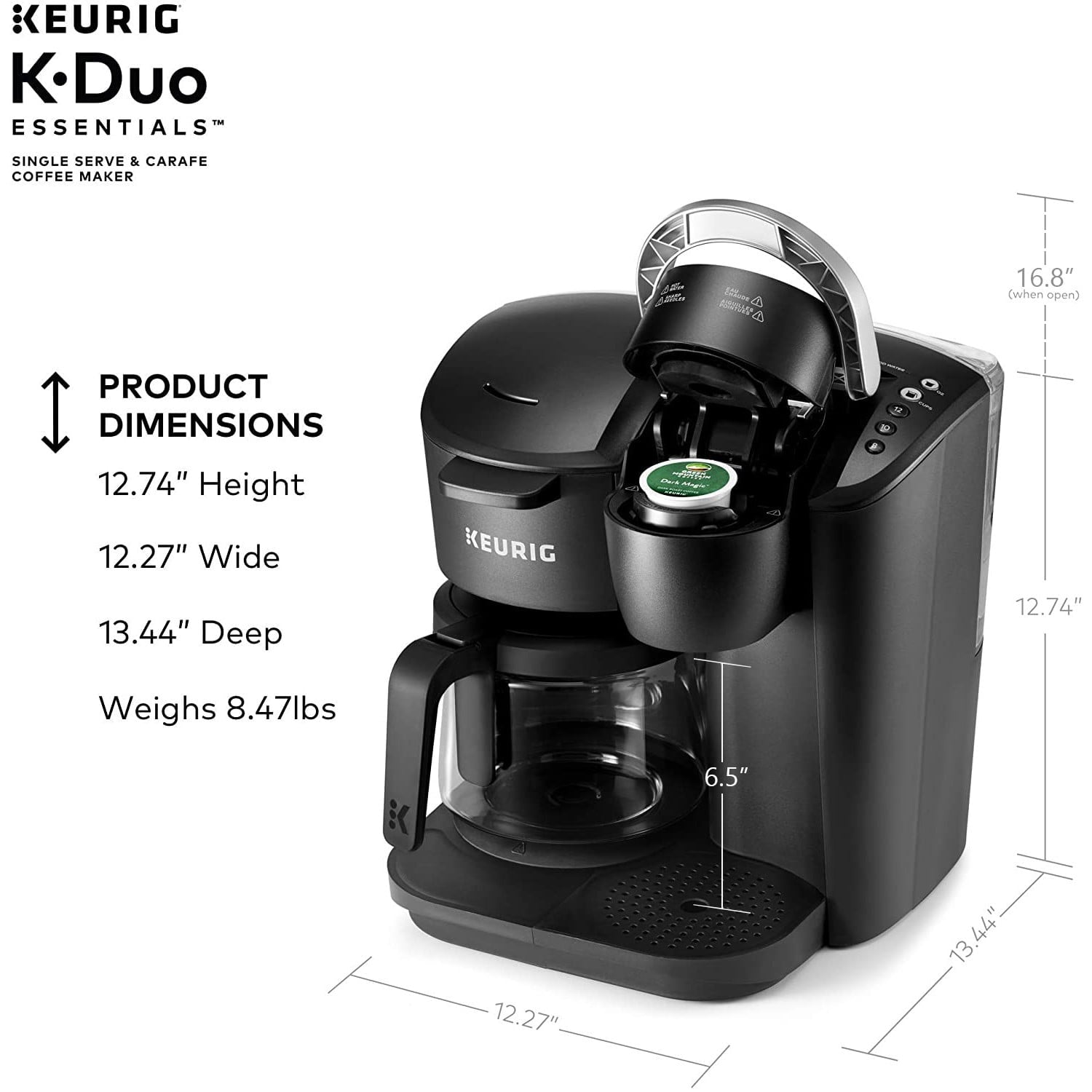 Keurig K-Duo Essentials Single Serve K-Cup Pod & Carafe Coffee Maker, Black