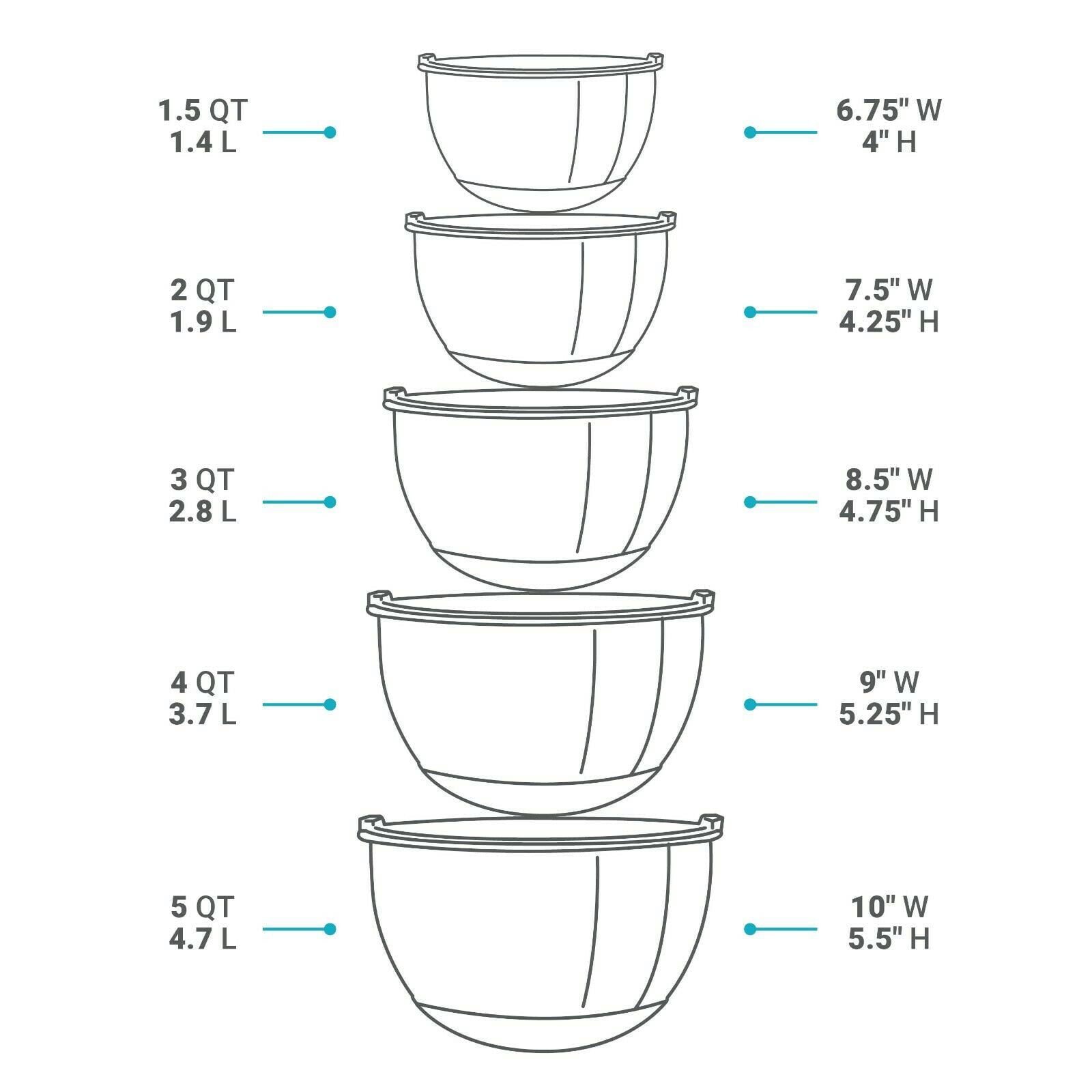 Belwares Stainless Steel Nesting Mixing Bowl Set with (13 Pieces)